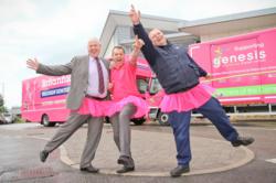 Britannia Bradshaw International Removals & Storage and BCL Office Moving paint trucks pink to help Genesis Breast Cancer Prevention charity