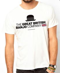 The Great British Banjo Company logo on a T-shirt, designed by Matt Copland