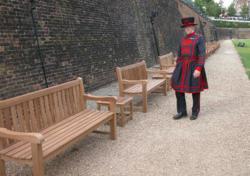 Beautiful Teak Benches from The Garden Furniture Centre at the Tower of London.