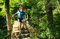 A runner crossing the partially-reconstructed bridge during last weekend's race.