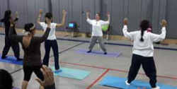 Instructor Freeland and the Santa Ana Unified School District staff in a recent Dahn Yoga class