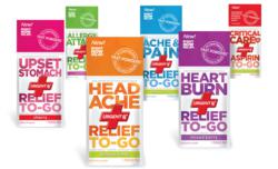 Aspirin to Go™, Headache Relief to Go™, Heartburn Relief to Go™, Upset Stomach Relief to Go™, Ache & Pain Relief to Go™ and Allergy Attack Relief to Go™.