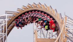 Hades 360 wooden roller coaster at Mt. Olympus Water & Theme Park, Wisconsin Dells, Wisc.