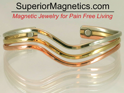 magnetic bracelet made with copper, silver and brass