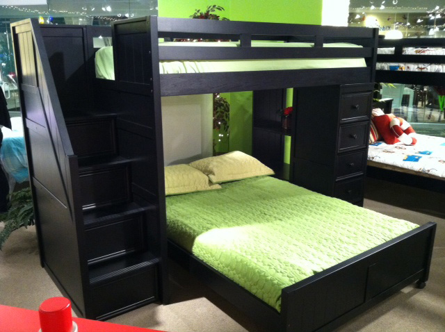 black loft bed with stairs