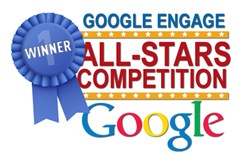 the logo for the winner of the google engage all-stars competition