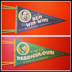 Pennants for the nominees.