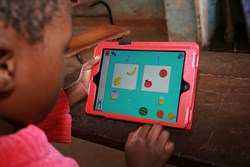 A child using the Masamu maths app