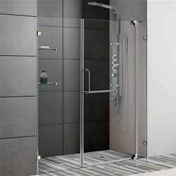Vigo VG6042BNCL60 60-inch Frameless Shower Door 3/8" Clear Glass Brushed Nickel Hardware