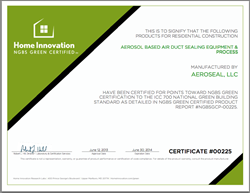 duct sealing green building certificate