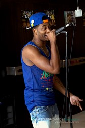 RayBop performing at his listening party.