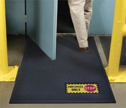 Superscrape Sign Mats are rubber, indoor-outdoor scraper mats featuring a bright, molded sign message - photo