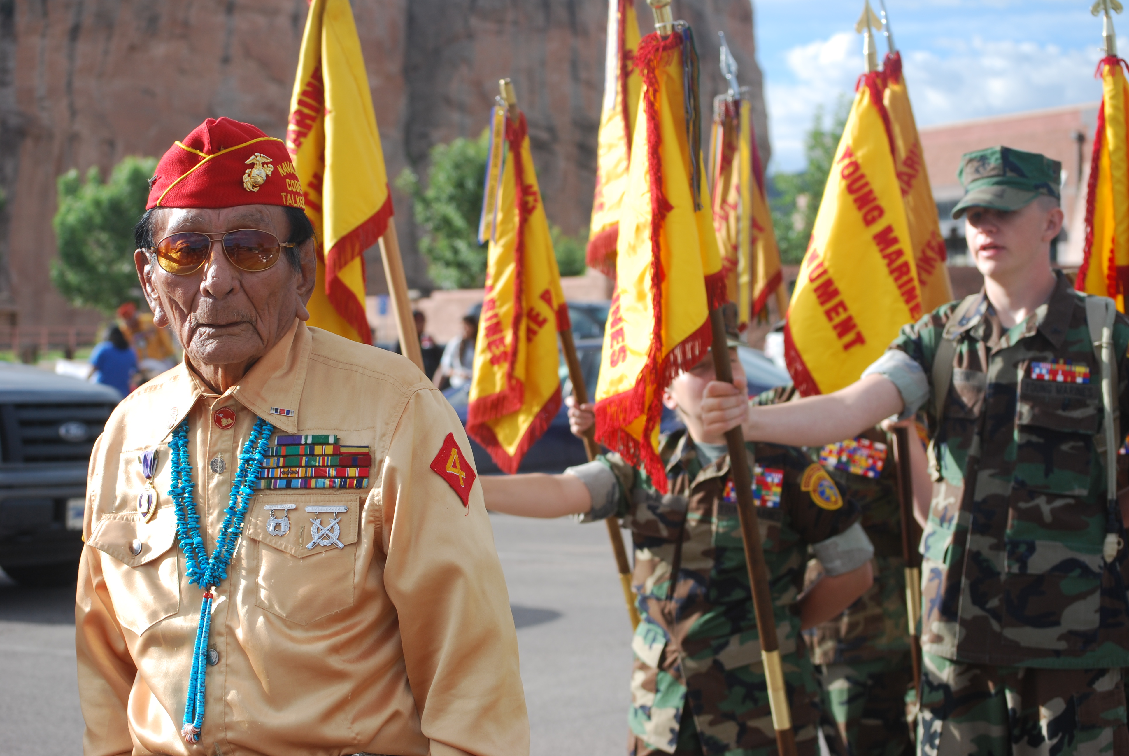 Young Marines Meet Living History During Navajo Code Talkers Day
