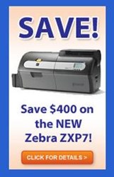 Save $400 on the Zebra ZXP7 card printer through Sept. 30, 2013 at IDCardGroup.com