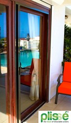 Plissé Retractable Screen on Sliding Glass Door in Caribbean