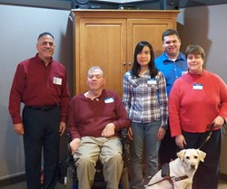 Sr. CTCs Nina, Bill and Nicky pose for a picture after receiving their St. CTC pin recognizing their work and time put into testing websites for accessibility.