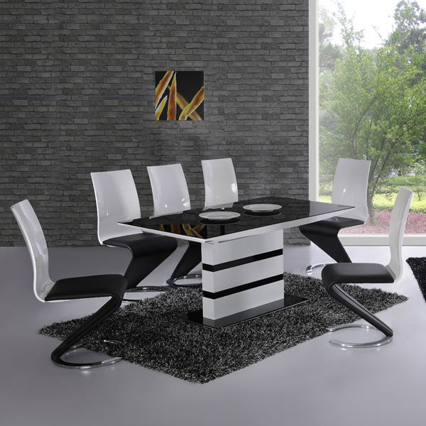 black and white glass dining table