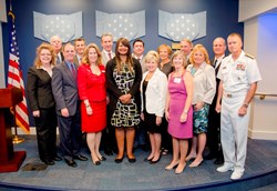 In a ceremony at the Pentagon, Newman's Own, Fisher House Foundation and Military Times awarded grants totaling $100,000 to eight organizations that support military families. Photo by Ashley Estill
