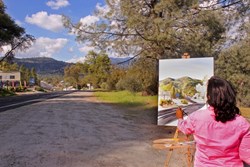 Artist Rita Alvarez of Coarsegold works on a piece that will be on display during the annual Sierra Art Trails Open Studio Tour.