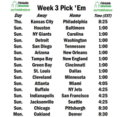 Week 3 Pick Em