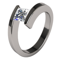 Titanium Ring Square Etoile Diamond Solitaire