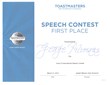 1st Place Toastmasters International Speech Contest