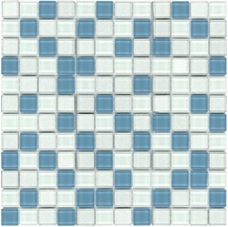 Glass Mosaic Tile Frozen Yogurt White Blue