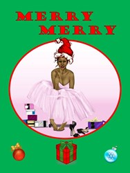 Black Pinup Girl Christmas Card