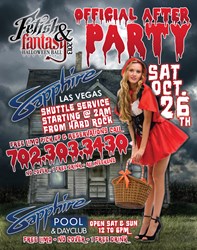 Sapphire Hosts Fetish & Fantasy Official After Party on Saturday, October 26th beginning 2am and going all weekend long.