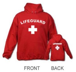 white and red lifeguard hoodie