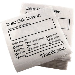 Dear Cab Driver Cocktail Napkins
