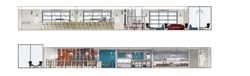 McAllister Architects rendering of the bar and coffee shop area of Urban Butcher restaurant, cafe and butcher shop in Silver Spring, Maryland.
