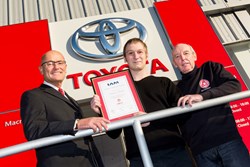 Mathew Baldie receives his certificate from Andrew Grzesinski, Group Managing Director, Macrae & Dick and IAM Observer, Ian Durston