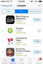 The Black Friday by Brad's Deals app is #1 in the Lifestyle Category