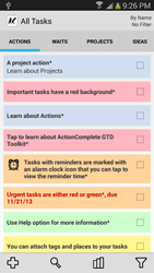 ActionComplete GTD Toolkit - All Tasks