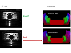 Traditional 2D image inspection of a circlip vs the Tru3D inspection of a circlip