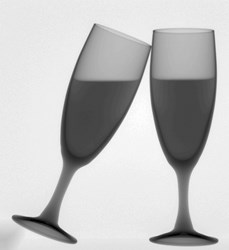 Digital X-ray image of Champagne Glasses with White Wine for the Holidays