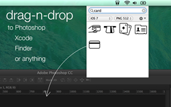 drag icons directly to Photoshop or other apps