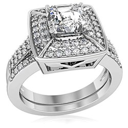 ... Silver Offers Impressive 2.00 Carat Princess Cut Wedding Ring Set