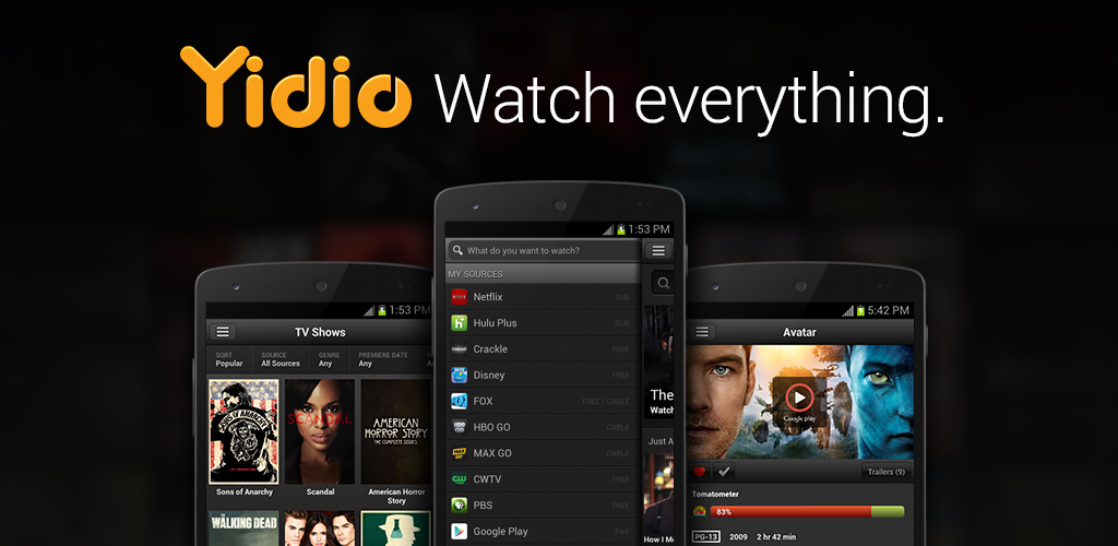 Yidio for iPhone, iPad and Android