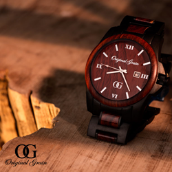 Original Grain Men's Black and Rosewood Watch