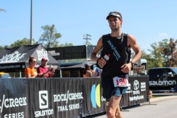Trail runner John Wiygul finishes the Rock/Creek StumpJump 50k