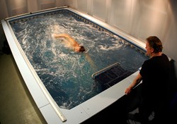Endless Pool swim training in the Endless Pool Elite for swim stroke analysis and college and professional swim coaching.