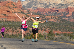 Runners and walkers enjoy red rock formation, and fun twitsts and turns on the course