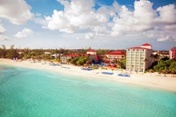 Aerial of Breezes Bahamas on the powder-white sands of Cable Beach