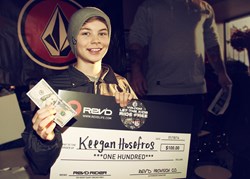 Keegan Hosefros wins the REV'D Rider award at the Volcom Peanut Butter & Rail Jam, Mt. St. Bruno