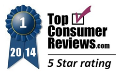 TopConsumerReviews.com 5-Star Blue Ribbon Award