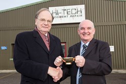 John Ironside and Francis Hamilton, Chairman, Macrae & Dick Ltd outside Hi-Tech Bodyshop