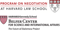 Program on Negotiation at Harvard Law School and The Future of Diplomacy Project at Harvard Kennedy School logos