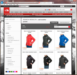 The North Face UK Site using EasyAsk